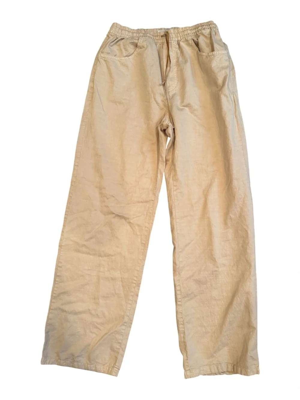 ZARA Lyocell Linen Blend Wide‑Leg Pull‑On Pants NWT Size 6